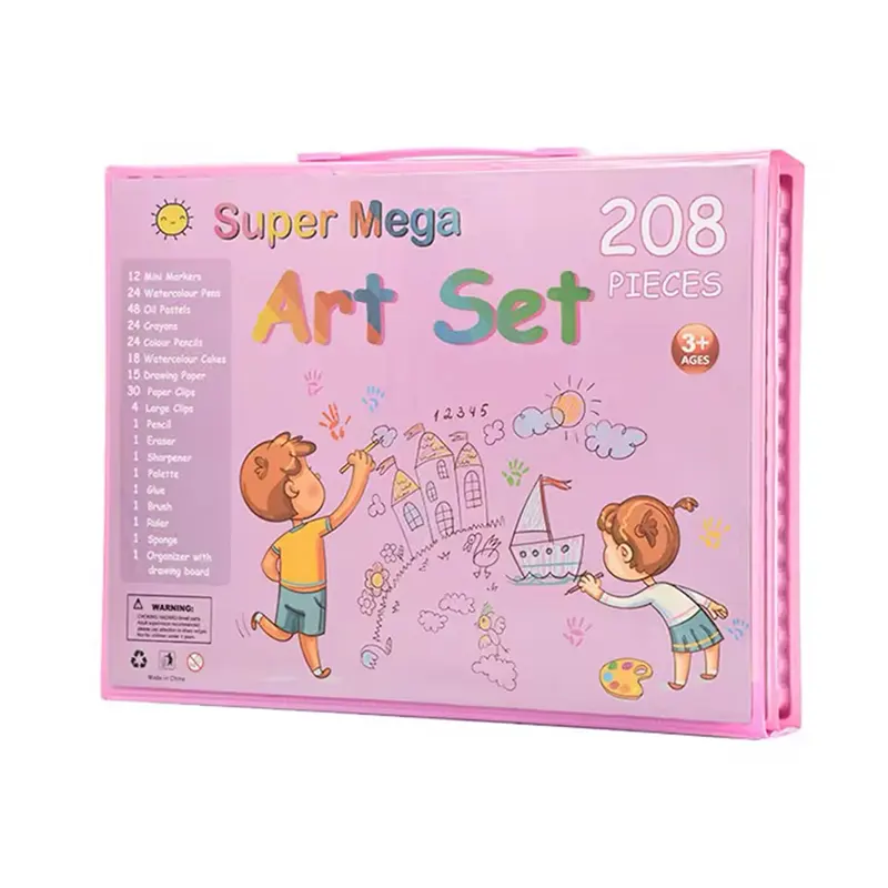 set za crtanje 208 delova rozi kreativni poklon praktican deca odrasli