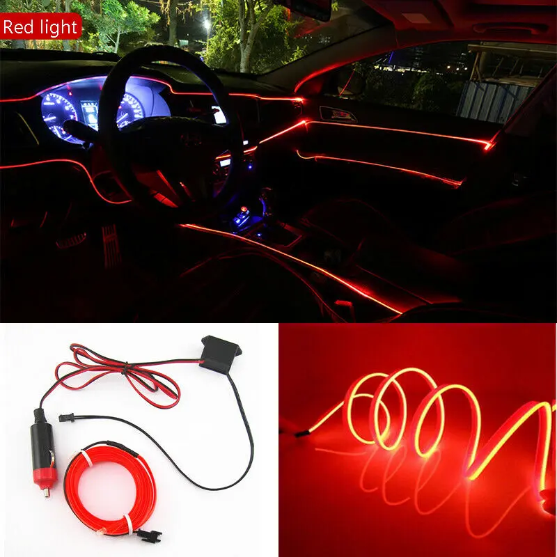 Fleksibilna LED traka za osvetljenje unutrašnjosti automobila u jarkoj crvenoj boji koja stvara moćnu sportsku i modernu atmosferu u vašem vozilu