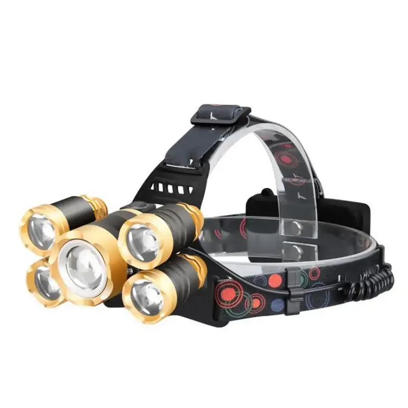 Praktična naglavna LED lampa sa pet dioda pogodna za rad i kampovanje