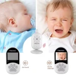 Bežični baby alarm sa kamerom, monitorom i senzorom temperature za nadzor bebe.